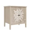 2 Door Carved Storage Cabinet With Adjustable Shelf, Accent Furniture For Living Room, Hallway, Kitchen - Natural - Image 10