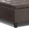 Harrison - Large Square Coffee Table Storage Ottoman - Distressed Brown - Image 4