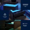 Nightstand LED Bedside Table Cabinet Ligh Modern End Side With 2 Drawers For Bedroom - Black / Gold - Image 7