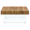 Style Square Coffee Table With Tempered Glass Legs Density Board Sticker - Natural Wood / Transparent - Image 9