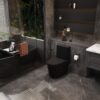 1.1 / 1.60 Gpf Dual Flush 1 Piece Toilet, Water Saving Elongated Comfort Height Floor Mounted, Soft Close Seat, 1000 Gram Map Flushing Score Toilet - Matte Black - Image 7