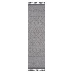 Guros - 2' X 8' Geometric Indoor / Outdoor Area Rug - Gray / White