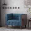 Contemporary Club Chair With Button Tufted Waffle Stitch - Navy Blue - Image 6
