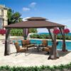 13 0 Outdoor Patio Gazebo Canopy Tent With Ventilated Double Roof And Mosquito Net (Detachable Mesh Screen On All Sides) Suitable For Lawn Garden Backyard And Deck Top - Brown - Image 18