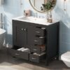 Bathroom Vanity With Ceramic Sink Combo, Abundant Storage Cabinet 2 Soft Close Doors And 5 Drawers - Black - Image 25