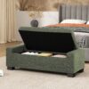 Textured Fabric Ottoman Bench With Hinged Lid - Blackish Green - Image 9