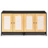 Double Litter Box Enclosure, Cat Litter Box Enclosure For 2 Cats, Hidden Litter Box Furniture With Rattan Doors - Black - Image 11