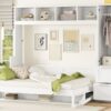 Queen Size Murphy Wall Bed With Closet And Drawers - White - Image 18