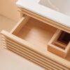 Wall Mounted & Floating Single Vanity With Ceramic Sink - Natural Walnut - Image 8