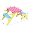 Kids Multi Functional Arm Chair Table 2 Benches All In 1 Set Wood - Blue / Pink - Image 3
