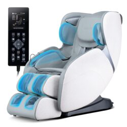 Bosscare - 3D Shiatsu Recline Massage Zero Gravity Full Body Chair With Waist Heating - White / Gray