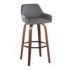 Daniella - Contemporary Fixed Height Barstool With Swivel And Round Footrest (Set of 2) - Walnut / Gray - Image 2