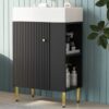 Bathroom Vanity, Combo Cabinet, Bathroom Storage Cabinet, Single Ceramic Sink, Right Side Storage - Black - Image 19