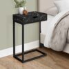 Accent Table, C - Shaped Marble Look Contemporary & Modern - Black - Image 3
