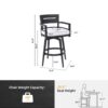 Modern Outdoor Swivel Bar Chairs, 360 Degree Rotation, Ergonomic Backrest, Armrests & Sunbrella Cushions, Weather Resistant (Set of 2) - Ember Black - Image 3