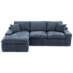 Cloud Sectional Sofa Upholstered Sofa Couch With Double-Layer Cushion And Side Pockets - Blue