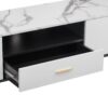Modern TV Stand & 2 Cabinets & Open Compartments, Entertainment Center For Tvs Up To 80'', Television Console For Living Room - White / Black - Image 23