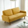 Sofa, European Style With Sleek Design, Modern & Vintage Flair, Upholstered 3 Seater Couch - Mustard Yellow - Image 8