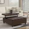 Harrison - Large Square Coffee Table Storage Ottoman - Brown - Image 4