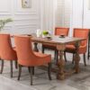 Ultra Side Dining Chair,Thickened Fabric Chairs With Neutrally Toned Solid Wood Legs, Bronze Nail Head (Set of 2) - Orange - Image 16