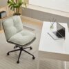 Oversize Seat Cirss Cross Chair With Wheels, Elegant Design Computer Chair, Adjustable Height 360 Degree Rolling Swivel Home Office Chair For Small Space, Dressing Room, Living Room - Gray - Image 18