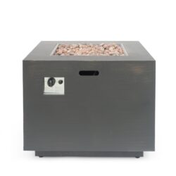 Outdoor Iron Square Propane Fire Pit With Tank Space - Brushed / Brown