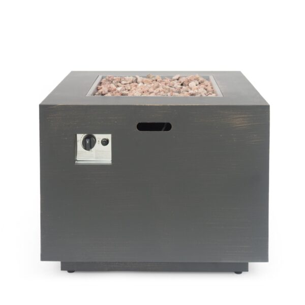 Outdoor Iron Square Propane Fire Pit With Tank Space - Brushed / Brown