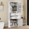 Elegant Multi Functional Storage Cabinet With Slide Rail Drawers, Adjustable Shelves - White - Image 2
