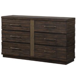 Industrial Farmhouse Designed 6 Drawer Dresser - Brown