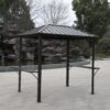 Grill Hardtop Gazebo Outdoor Metal Hard Top Gazebo, Permanent Bbq Gazebo With Galvanized Steel, Aluminum Framed Pavilion With Shelves - Dark Brown - Image 5