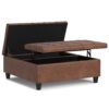 Harrison - Multifunctional Large Square Coffee Table Storage Ottoman - Brown - Image 4