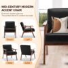Mid Century Modern Wingback Accent Chair With Solid Wood Frame And Extra Thick Backrest - Lounge Chair For Living Room, Bedroom, Or Reading Room - Black - Image 4