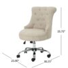 Fidelity - Upholstered Office Chair With Sloped Arms And Rolled Backrest - Wheat / Chrome - Image 3