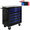 7 Drawer Multifunctional Tool Cart With Wheels - Black / Blue - Image 7