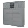 Queen Size Murphy Wall Bed With Top Cabinets & Wine Rack - Gray - Image 10