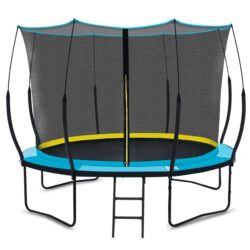 Yc 10Ft Recreational Trampolines With Enclosure For Kids And Adults With Patented Fiberglass Poles Pumpkin - Blue