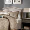 King Size Upholstered Panel Headboard With Copper Nailheads And Adjustable Metal Legs - Natural - Image 3