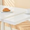 Industrial Rectangular Style Dining Table For 4 - 6 People With Thick Top And Metal Legs Frame - White - Image 15