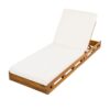 Premium Acacia Wood Lounge Chaise Set With Water Resistant Cushions, Adjustable Recline - Cream / Teak - Image 2