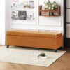 Wendover - Elegant Velvet Tufted Storage Bench With Lift Up Top And Birch Wood Legs - Burnt Orange - Image 2