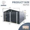 Outdoor Storage Shed Metal Garage Shed For Car, Bike, Lawnmower Backyard Tool House Building 2 Doors And 4 Vents - Black - Image 2