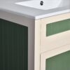 Bathroom Vanity Cabinet With Ceramic Sink Combo Set, Frame Modern Bathroom Storage Cabinet With Height Adjustable Shelf - Beige / Green - Image 22