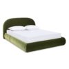 Archie - Queen Puffy Grounded Upholstered Platform Bed - Olive Green - Image 4