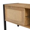 Rattan TV Cabinet With Variable Color Light Strip, Double Sliding Doors For Storage, Adjustable Shelf, Metal Legs, TV Console For Living Room - Natural - Image 13