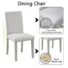 5 Piece Wooden Dining Table Set, Kitchen Table Set With A Square Table And 4 Upholstered Chairs, Wooden Dining Room Table With Crystal Decoration And Chairs Set For Kitchen, Dining Room - Silver Gray - Image 5