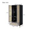Tall Armoire Wardrobe Closet With 2 Rattan Doors & 1 Drawer, Boho Clothes Storage Cabinet With Hanging Rod For Bedroom - Natural / Black - Image 5