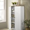 Claire - Storage Cabinet With Oak Accent Finish And Framed Slatted Panel Design - White - Image 5