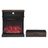 25" Stand Side Table With 3-Sided Glass Electric Fireplace - Antique Black - Image 8