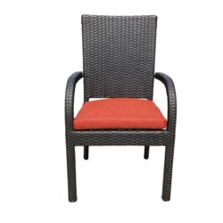 Balcones - Outdoor Wicker Dining Chairs With Cushions (Set of 8) - Brown / Terracotta