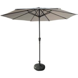 9 Ft Aluminum Patio Market Umbrella With 8 Ribs UV 50 Protection Push Button Tilt And Crank For Garden Beach Or Table Use Without Base - Gray